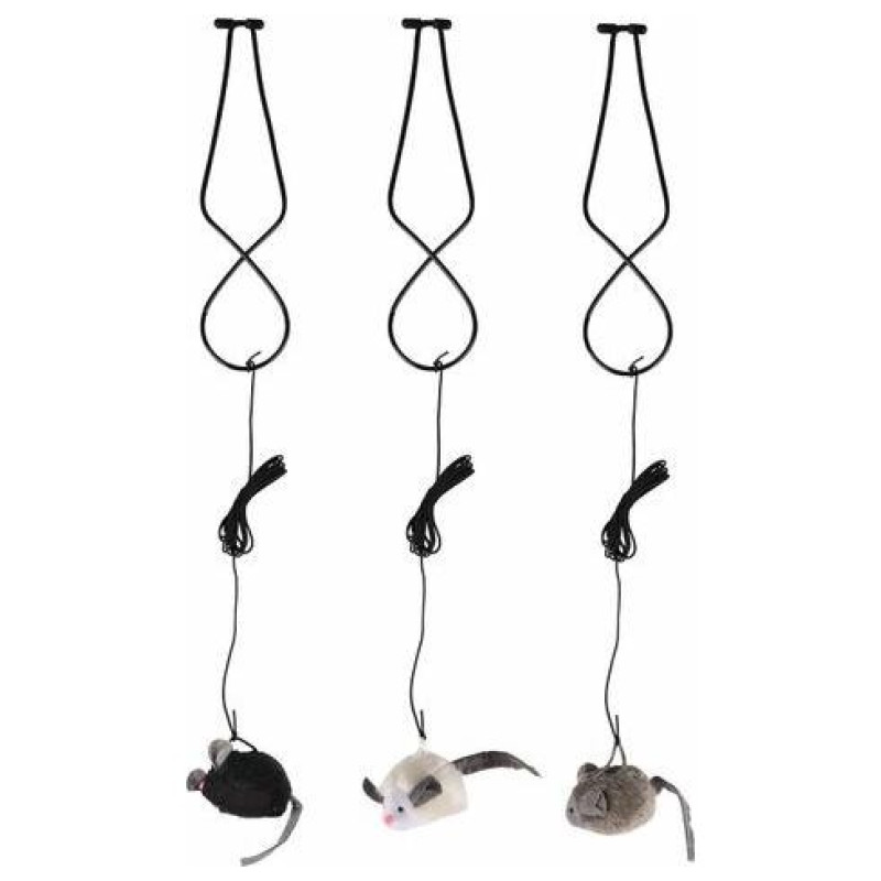 Flamingo DOORHANGER MOUSE WITH SOUND CHIP rotaļlieta kaķiem