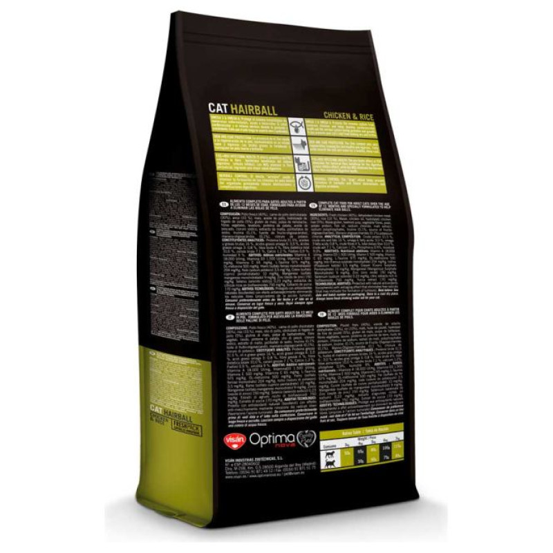 Optimanova Cat Hairball Chicken & Rice 8 kg