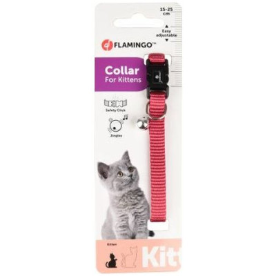 Flamingo kakla siksna kaķiem 15-22cm x10mm cherry