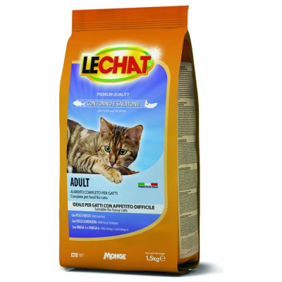 Monge LeChat Adult Kibbles with Tuna and Salmon 400 g - barība kaķiem
