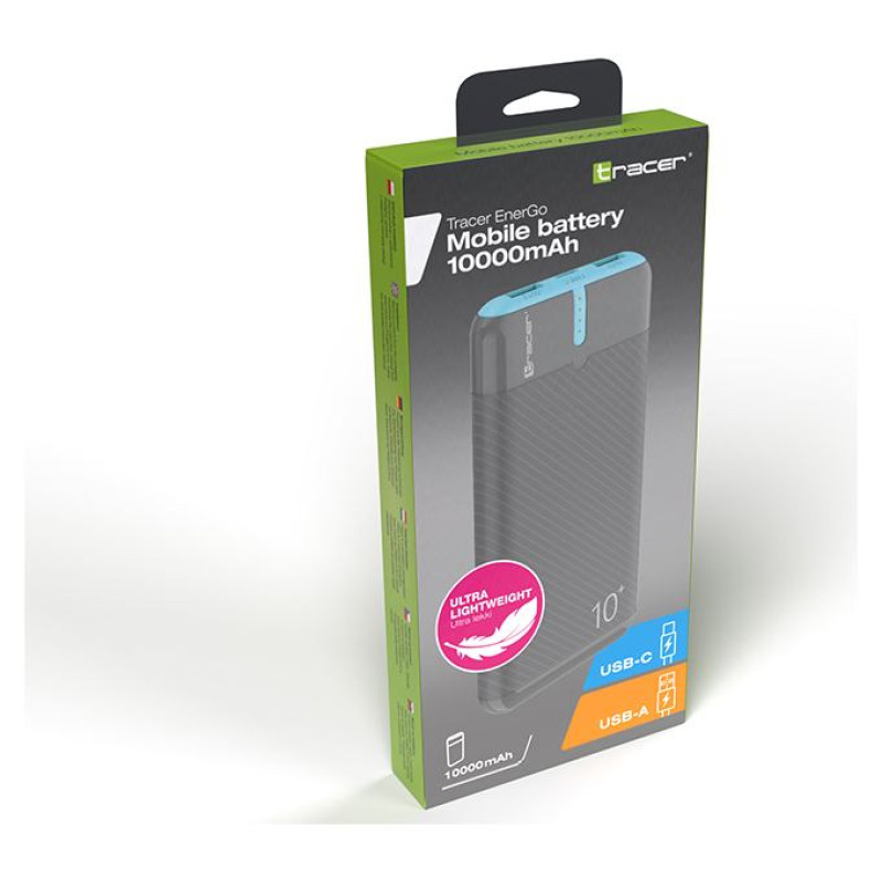 Tracer 47514 EnerGo 10000mAh Power Bank gray/blue