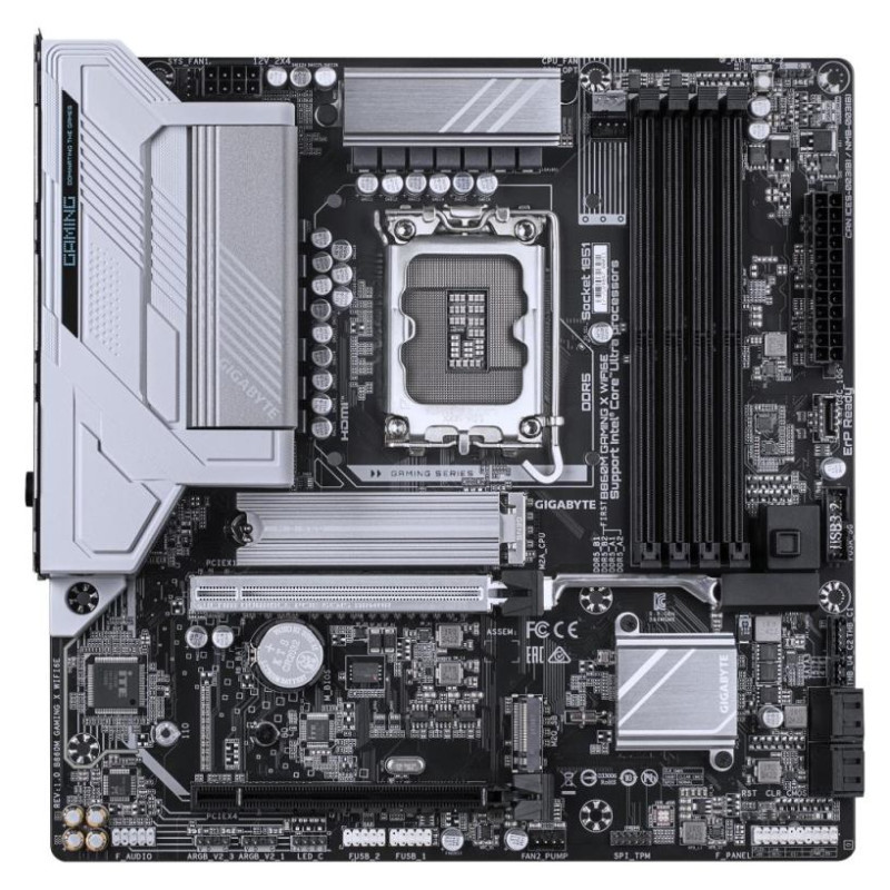 Gigabyte Mainboard|GIGABYTE|Intel B860 Express|LGA1851|Micro-ATX|Memory DDR5|Memory slots 4|2xPCI-Express 16x|2xM.2|1xHDMI|1xDisplayPort|1xAudio-In|1xAudio-Out|1xMicrophone|5xUSB 2.0|3xUSB 3.2|1xUSB-C|1xRJ45|B860MGAMINGXWIFI6E1.0