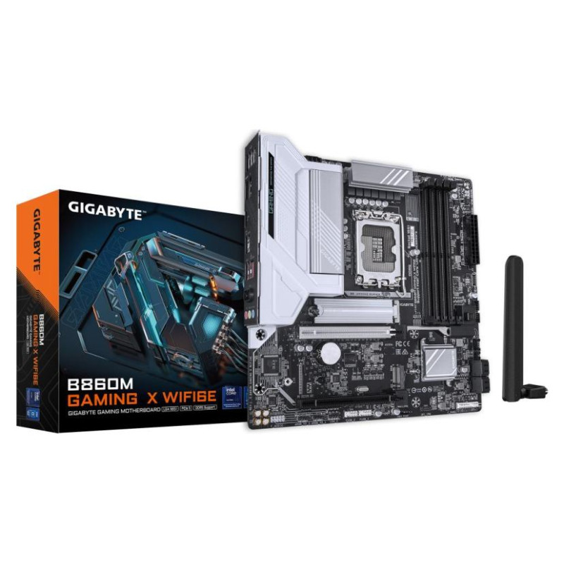 Gigabyte Mainboard|GIGABYTE|Intel B860 Express|LGA1851|Micro-ATX|Memory DDR5|Memory slots 4|2xPCI-Express 16x|2xM.2|1xHDMI|1xDisplayPort|1xAudio-In|1xAudio-Out|1xMicrophone|5xUSB 2.0|3xUSB 3.2|1xUSB-C|1xRJ45|B860MGAMINGXWIFI6E1.0