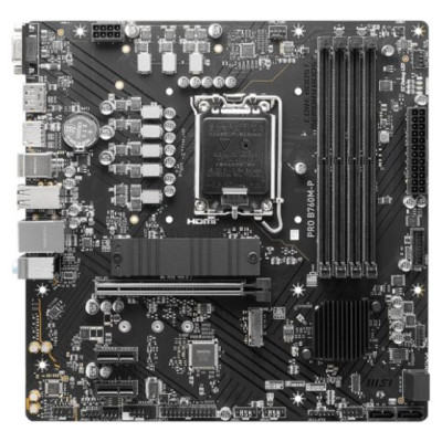 MSI Mainboard|MSI|Intel B760 Express|LGA1700|Micro-ATX|Memory DDR5|Memory slots 4|2xPCI-Express 1x|1xPCI-Express 16x|2xM.2|1x15pin D-sub|1xHDMI|1xDisplayPort|4xUSB 2.0|1xUSB 3.2|1xUSB-C|2xPS/2|1xRJ45|3xAudio port|PROB760M-P