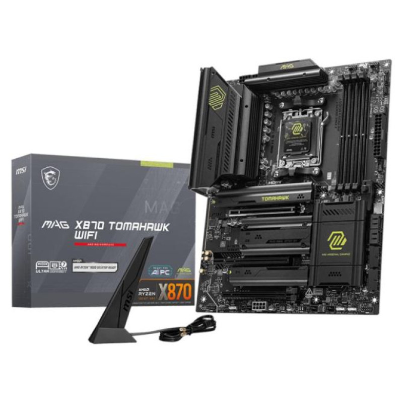 MSI Mainboard|MSI|AMD X870|SAM5|ATX|Memory DDR5|Memory slots 4|1xPCI-Express 1x|3xPCI-Express 16x|4xM.2|1xHDMI|1xAudio-In|1xAudio-Out|4xUSB 2.0|4xUSB 3.2|3xUSB-C|1xRJ45|MAGX870TOMAHAWKWIFI
