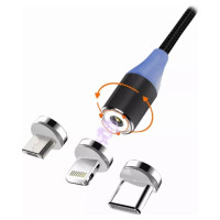 Vakoss Msonic MLU651 3in1 Micro USB Lightning Type-C magnētisks kabelis