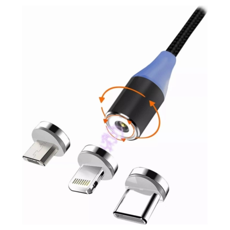 Vakoss Msonic MLU651 3in1 Micro USB Lightning Type-C magnētisks kabelis