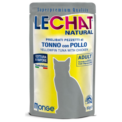 Lechat Natural pouches Tuna with Chicken 80 g - konservi kaķiem