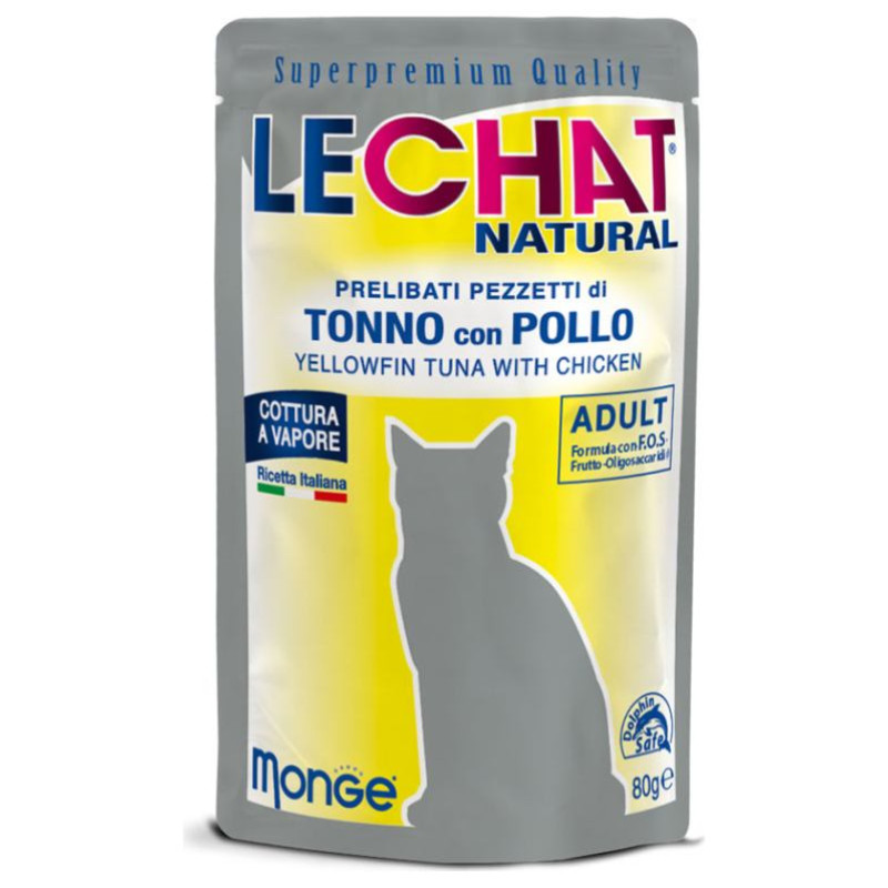 Lechat Natural pouches Tuna with Chicken 80 g - konservi kaķiem