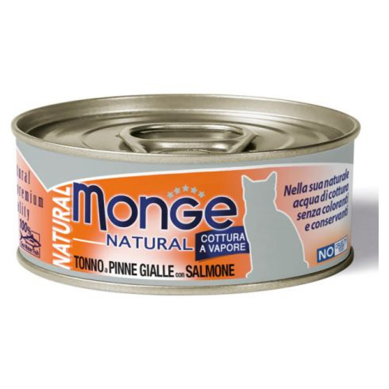 Monge Natural acqua Yellowfin Tuna with Salmon 80 g - konservi kaķiem