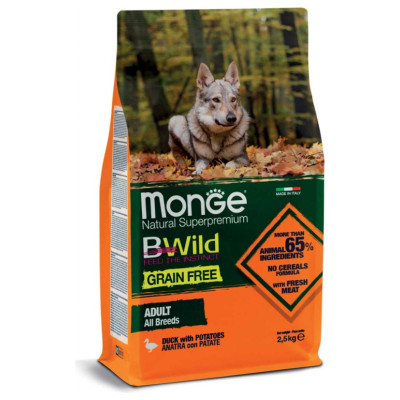 Monge BWild Dog Grain Free All Breeds Adult Duck with Potatoes 12 kg