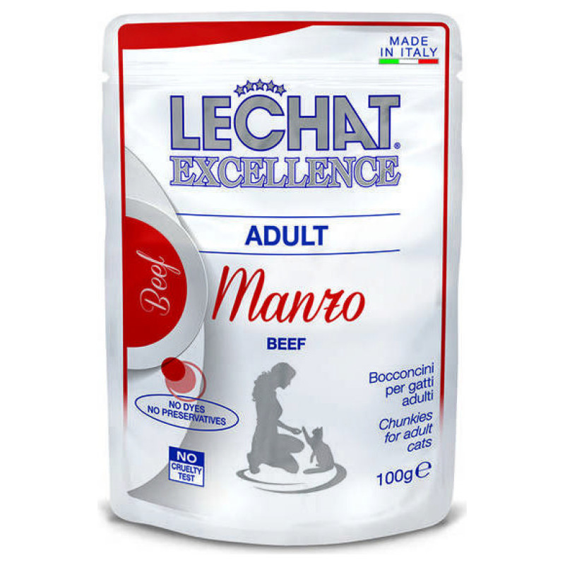 Lechat Excellence Wet Adult with beef 100 g - konservi kaķiem