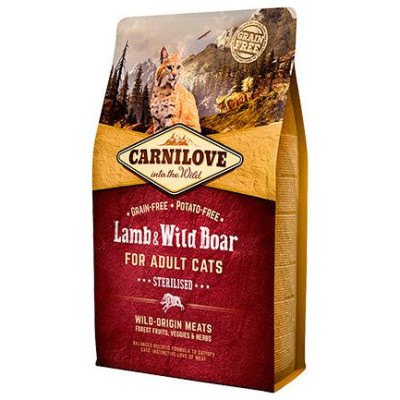 Carnilove Lamb & Wild Boar Adult Cat Sterilised 2 kg barība kaķiem