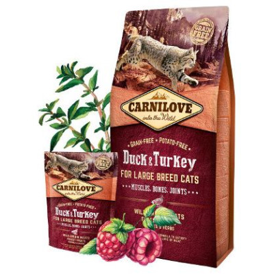 Carnilove Duck & Turkey Large Breed Cats 2 kg barība kaķiem