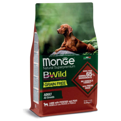 Monge BWild Dog Grain Free All Breeds Adult Lamb with Potatoes 2,5 kg