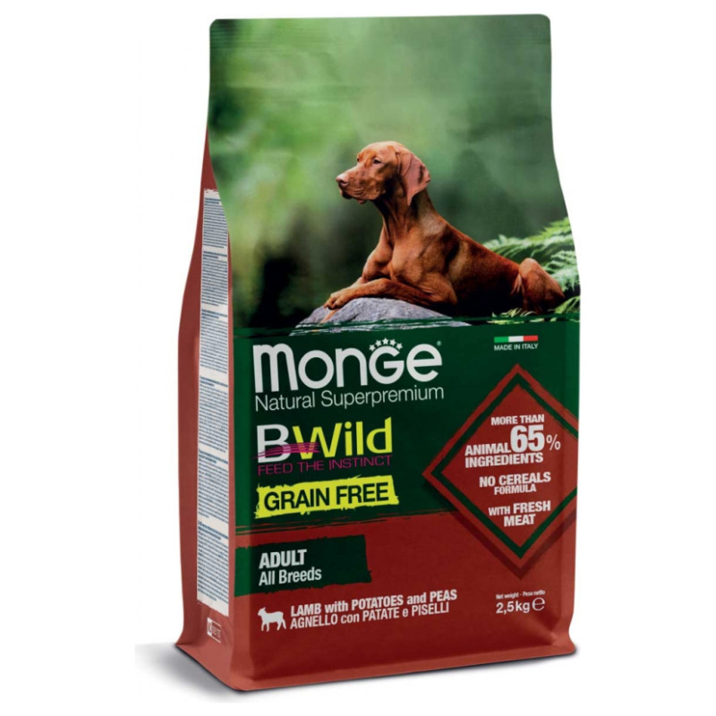 Monge BWild Dog Grain Free All Breeds Adult Lamb with Potatoes 2,5 kg