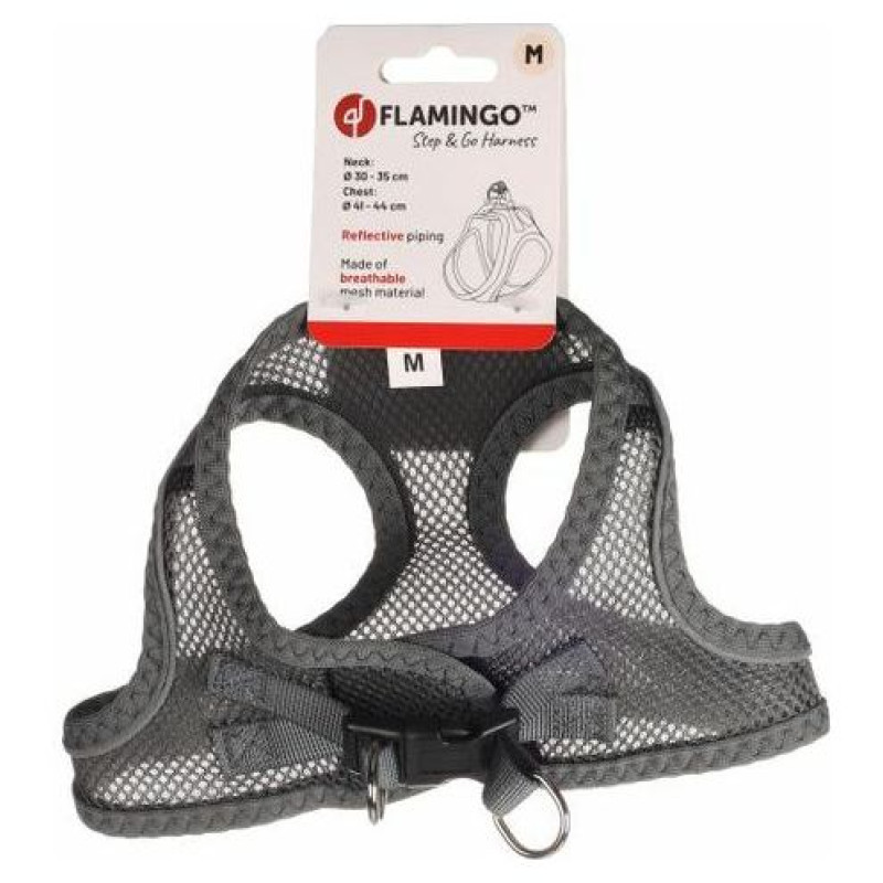 Flamingo kru&scaron;u siksna suņiem BENTO GREY M 41-44CM