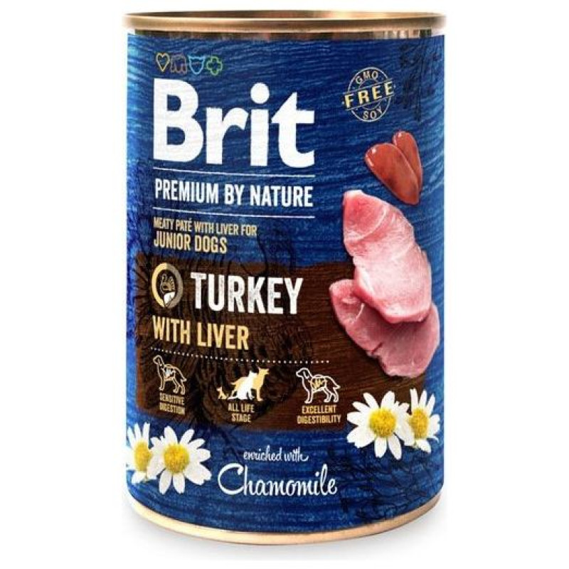 Brit Premium by Nature wet Turkey with Liver 400 g mitrā  barība suņiem
