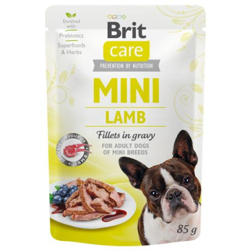 Brit Care Mini wet Lamb fillets in gravy 85 g mitrā barība  suņiem