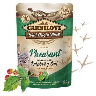 Carnilove Cat Pouch Pheasant Raspberry Leaves 85g mitrā barība kaķiem