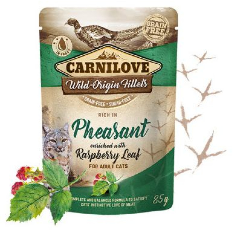 Carnilove Cat Pouch Pheasant Raspberry Leaves 85g mitrā barība kaķiem