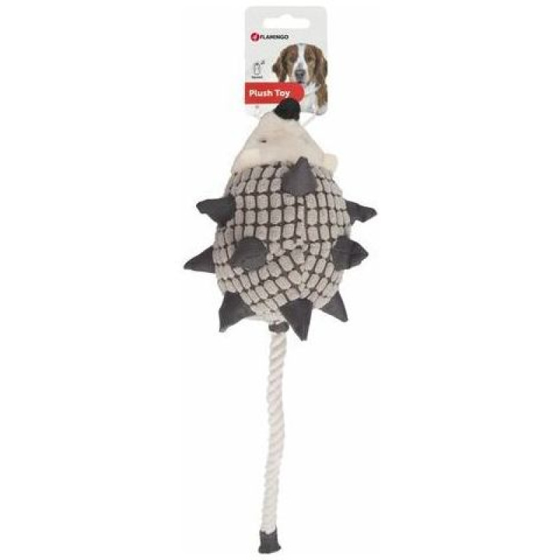 Flamingo plī&scaron;a rotaļlieta suņiem PLUSH HEDGEHOG AND ROPE 45cm