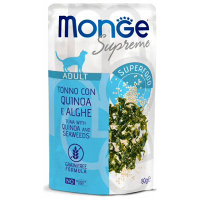 Monge Supreme Pouches Cat Adult Tuna Flakes with Quinoa and Seaweeds 80 g