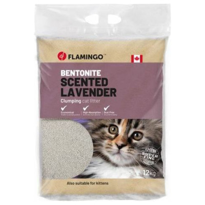 Flamingo CAT LITTER BENTONITE LAVENDER SCENT FINE 12KG cementējo&scaron;ās smiltis
