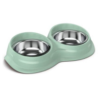 Georplast Metāla bļoda dubulta ar gumijas paliktni INOX  29,5x16x6,5 h cm, l. 0,230,  daž.krāsas