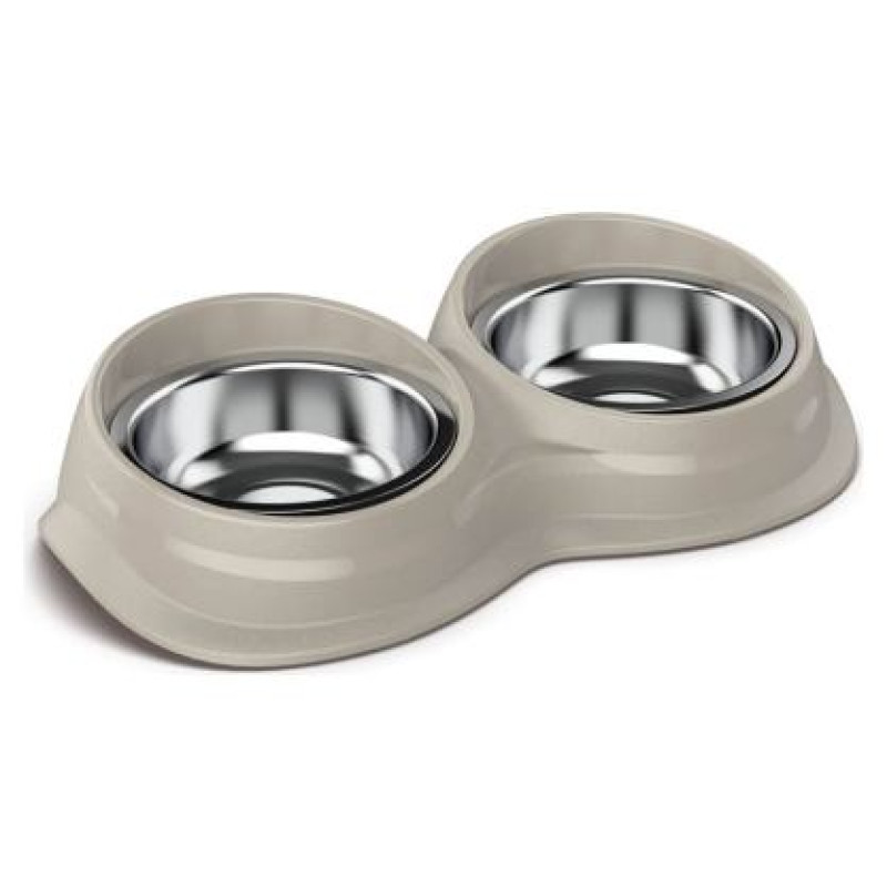 Georplast Metāla bļoda dubulta ar gumijas paliktni INOX  29,5x16x6,5 h cm, l. 0,230,  daž.krāsas