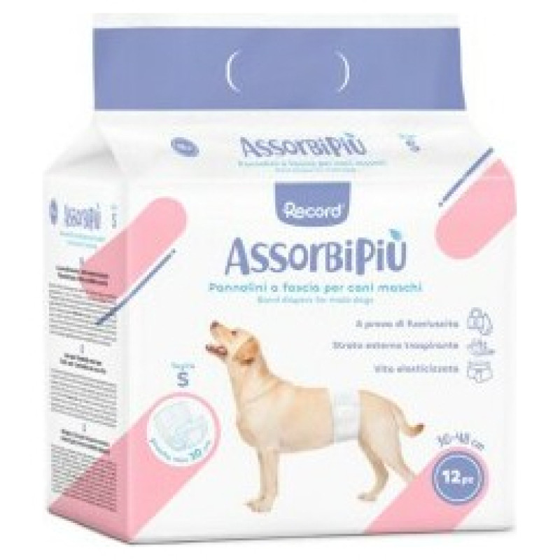 Record Autiņi suņiem Male AssorbiPiu S 12gb.