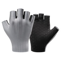 Rockbros Breathable Short Finger Cycling Gloves, Size: L - Gray