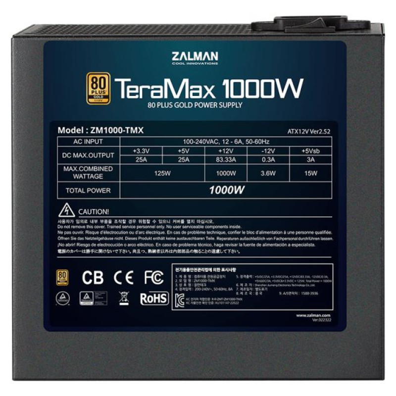 Zalman ZM1200-TMX 1200W 80Plus Gold