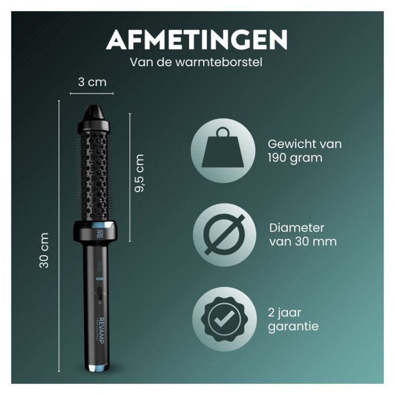 Revamp BR-1300A-EU Ceramic & Ionic 30mm Hot Brush Black