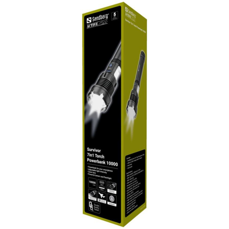 Sandberg 421-09 Survivor 7in1 Torch PB 10000, Flashlight powerbank 10000 mAh