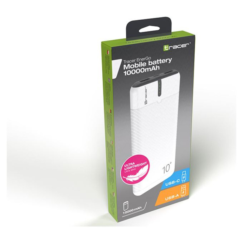 Tracer 47515 EnerGo 10000mAh Power Bank white/black