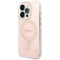 Guess 4G Print MagSafe Case + Charger Set for iPhone 14 Pro Max 6.7" - Pink