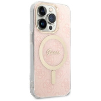Guess 4G Print MagSafe Case + Charger Set for iPhone 14 Pro Max 6.7" - Pink