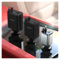 Joyroom JR-CCL05 30W 4-in-1 Car Charger with 2 Built-in Retractable Cables - Dark Gray