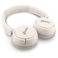 Guess Metal Logo Script Over-Ear Headphones - Beige