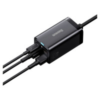 Baseus GaN3 Pro fast charger GaN 2 x USB Type C / 2 x USB 65W PD, QC4.0+, AFC, PPS + cable USB Type C - USB Type C 1m black (CCGP040101)