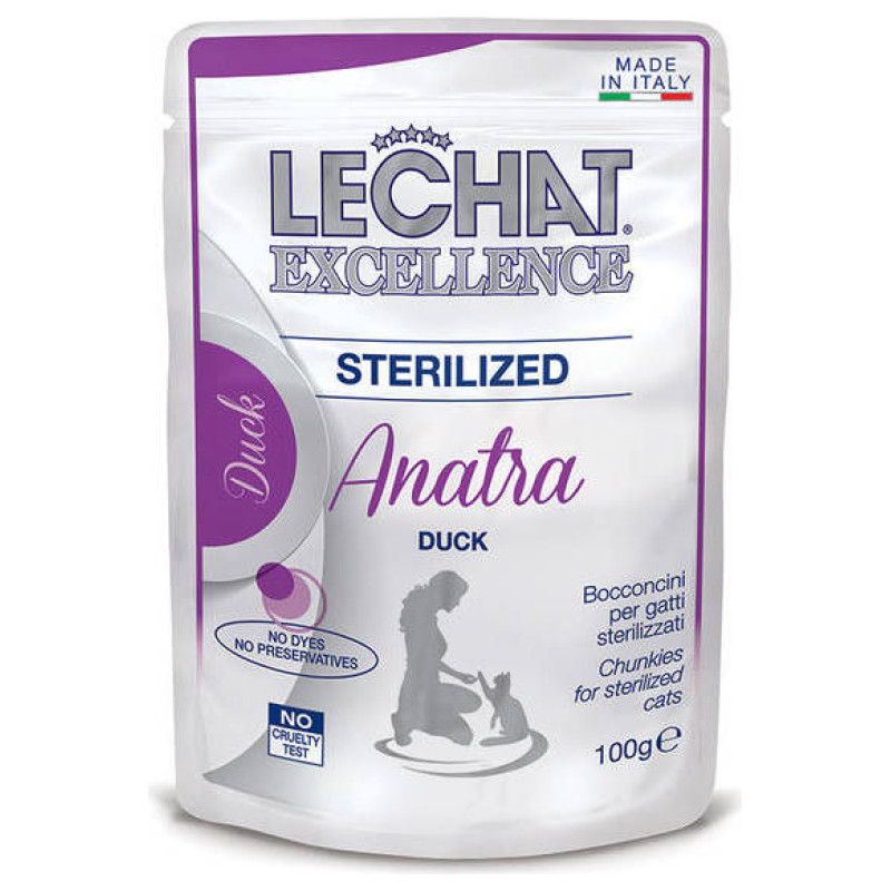 Lechat Excellence Wet Sterilized with duck 100 g - konservi kaķiem
