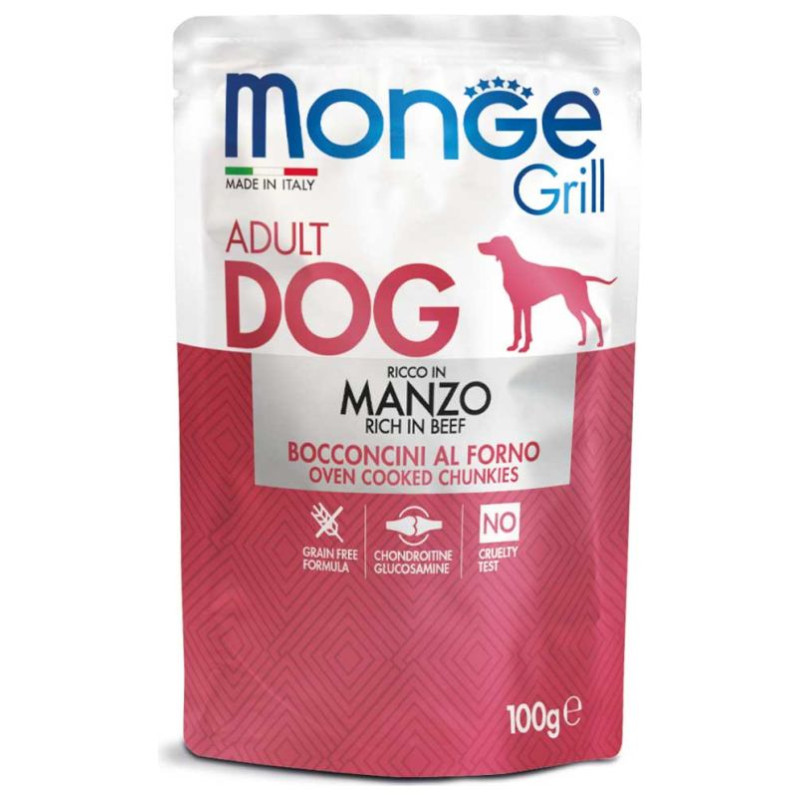 Monge Dog Grill Pouch Adult Chunkies Rich in Beef 100 g
