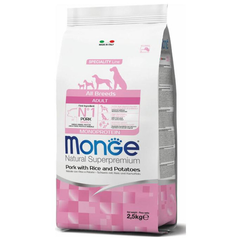 Monge Dog All Breeds Adult Monoprotein Pork with Rice and Potatoes 2,5 kg