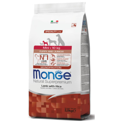 Monge Dog Mini Puppy and Junior Monoprotein Lamb with Rice 2,5 kg