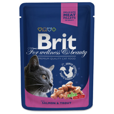 Brit Premium Cat Pouch Salmon & Trout 100 g konservi kaķiem