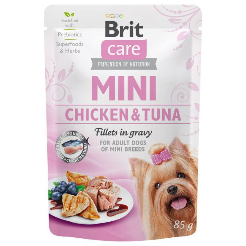 Brit Care Mini wet Chicken & Tuna fillets in gravy 85 g mitrā barība suņiem