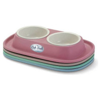 Georplast Plastmasas dubulta bļoda ar gumijas paliktni SOFT TOUCH 31x20x3,5cm, daž.krāsas