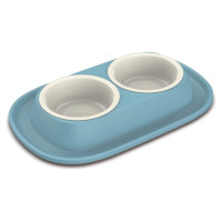 Georplast Plastmasas dubulta bļoda ar gumijas paliktni SOFT TOUCH 31x20x3,5cm, daž.krāsas