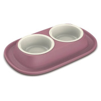 Georplast Plastmasas dubulta bļoda ar gumijas paliktni SOFT TOUCH 31x20x3,5cm, daž.krāsas
